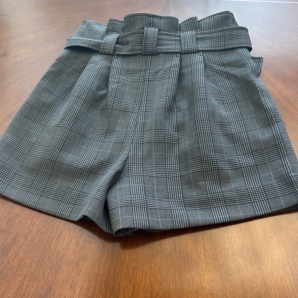 GANNI Plaid Paperbag High-Waist Belted Shorts | Size S - Picture 8 of 15
